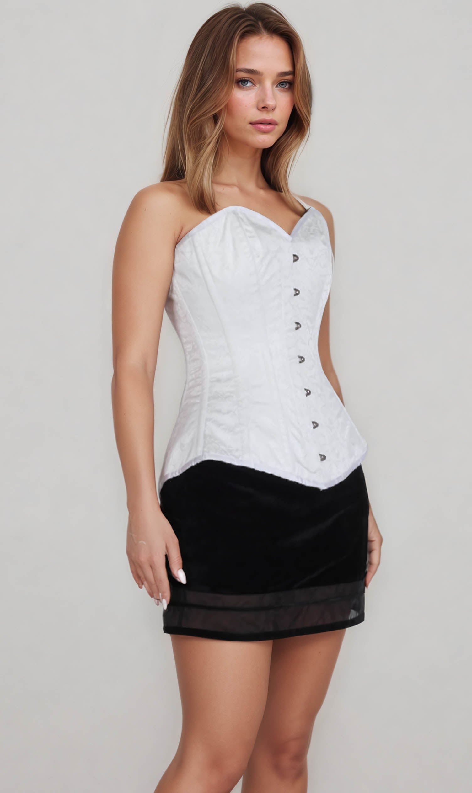 Rosemary White Brocade Gothic Corset