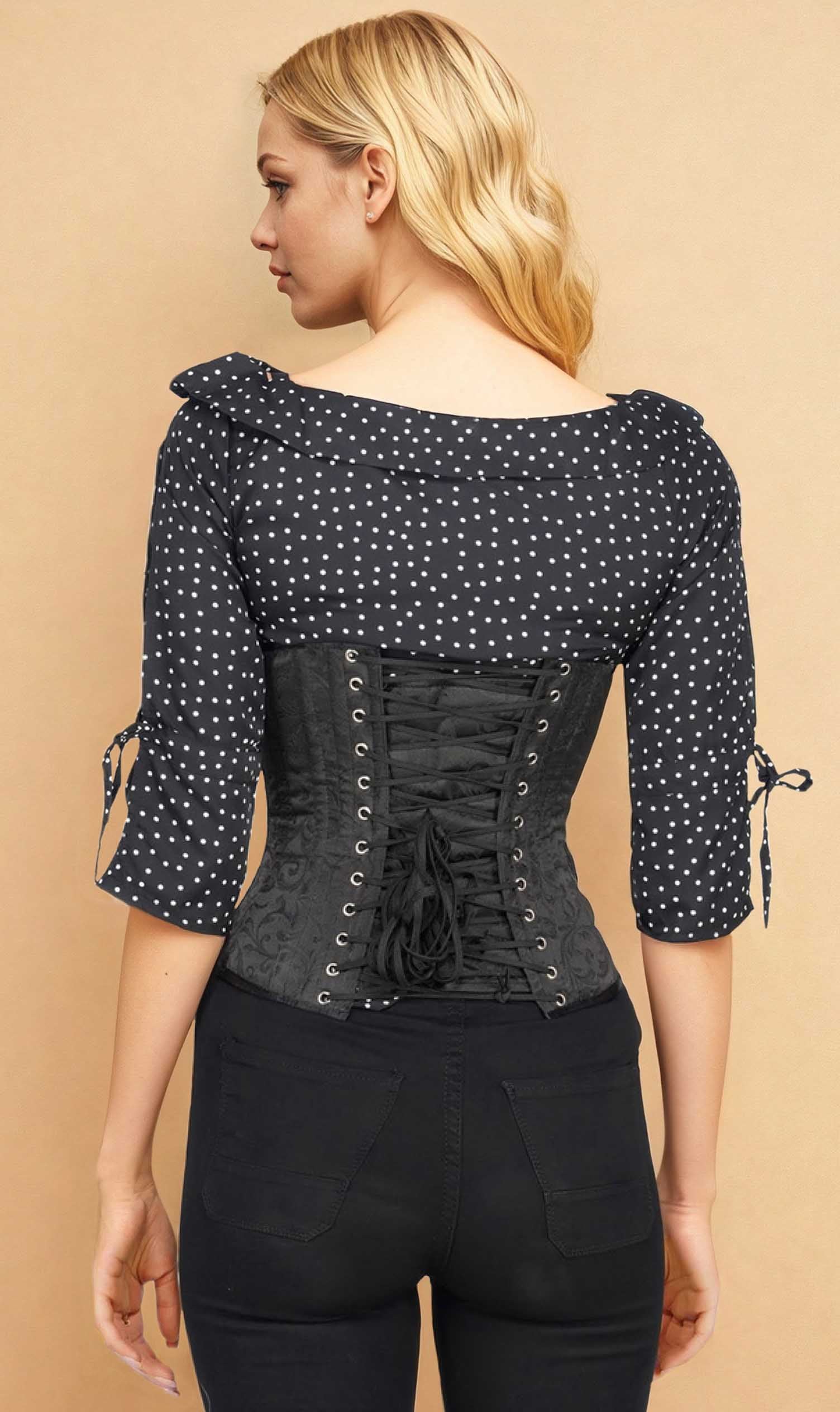 Aspen Underbust Black Brocade Corset