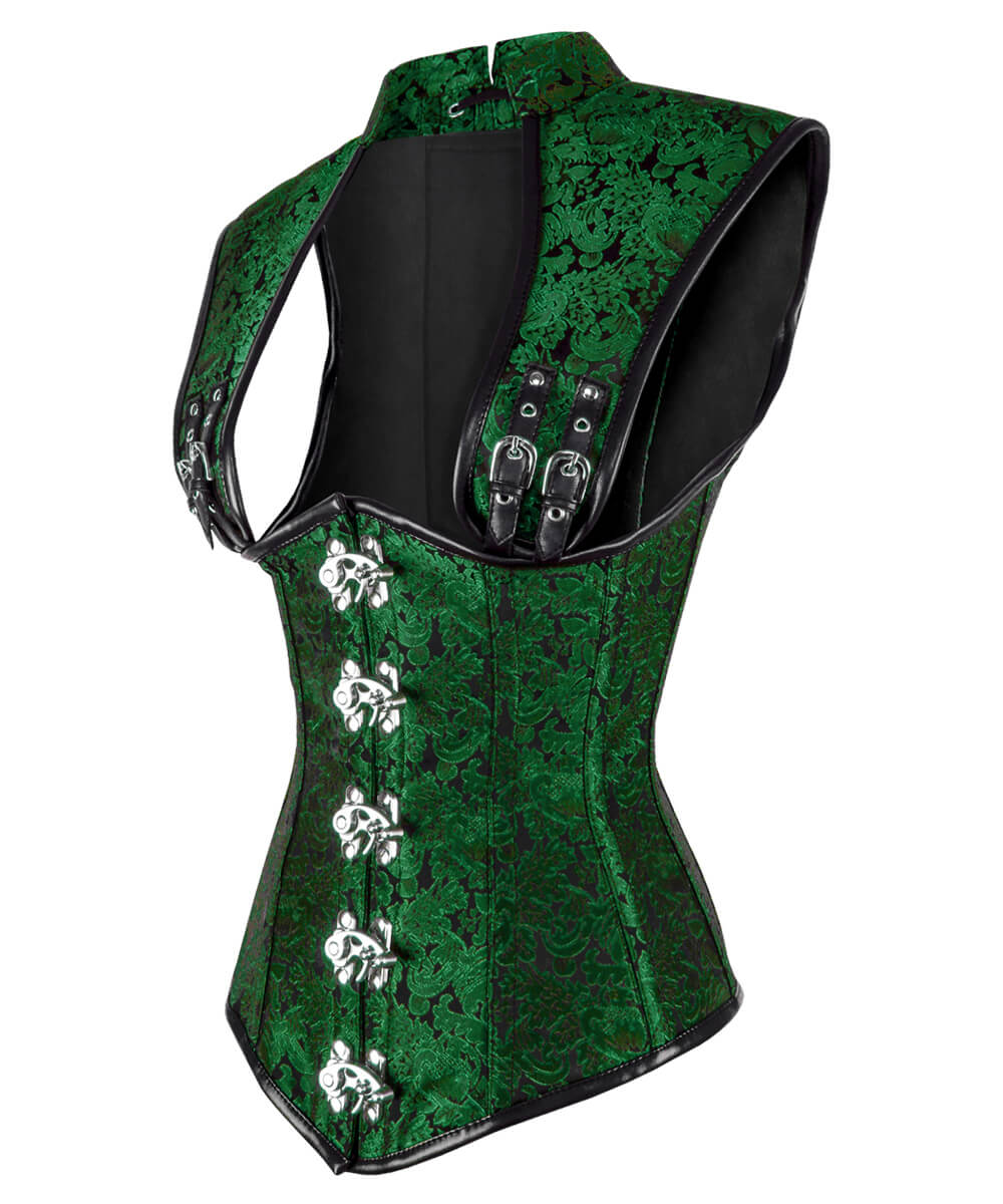 Elayne Steampunk Green Corset with Shoulder Straps