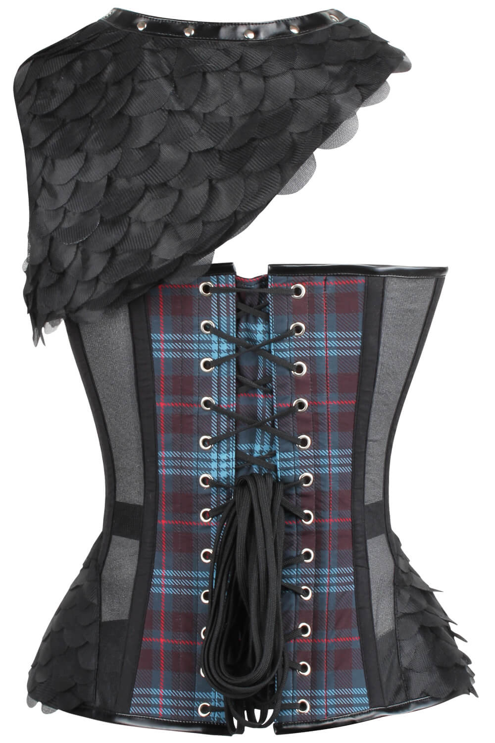 Sosie Plaid Print Overbust Corset with Shrug