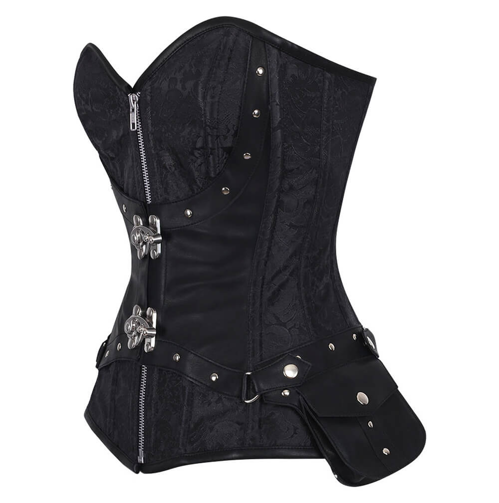 Veto Steampunk Black Brocade Corset