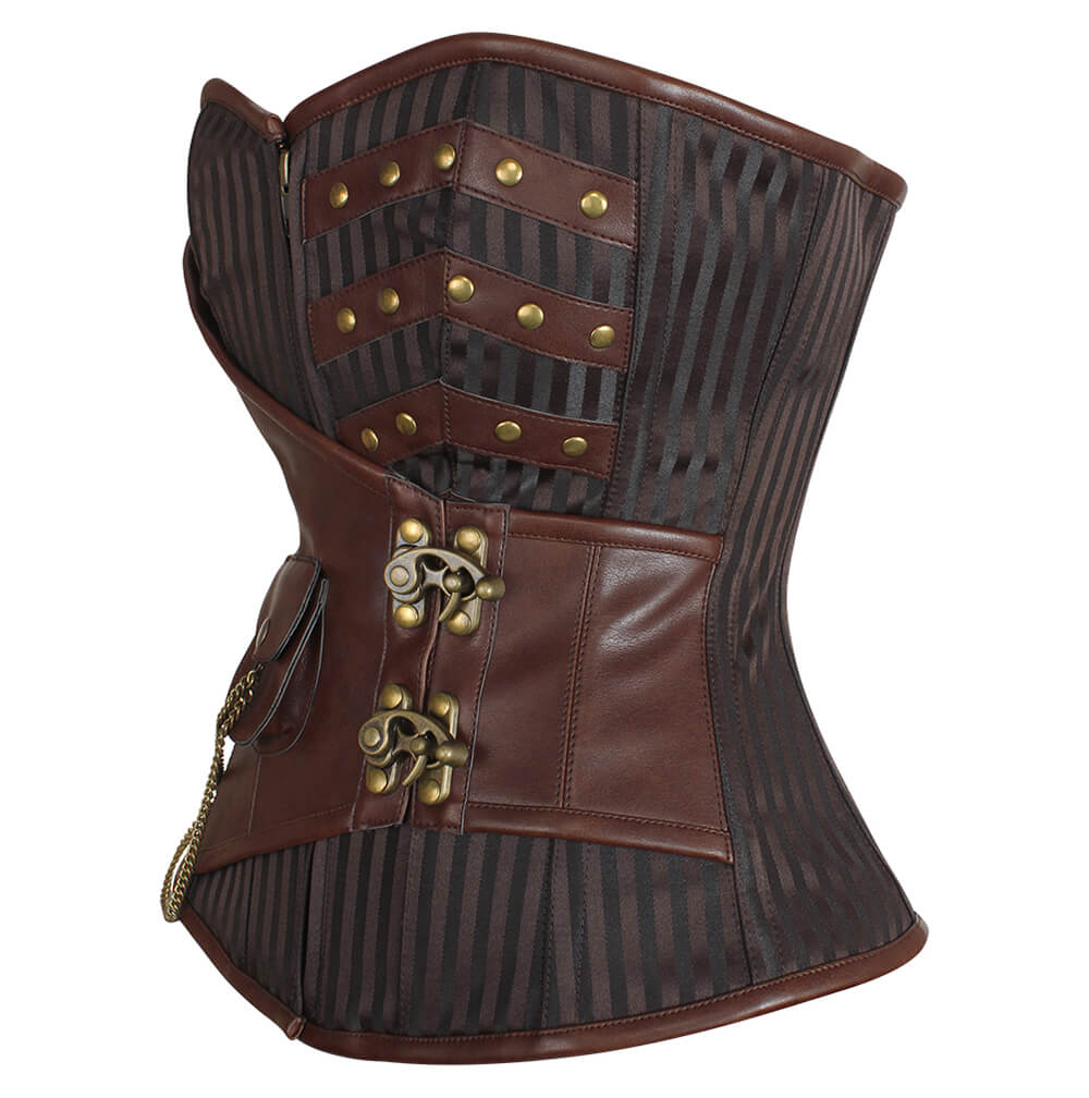 Nesha Steampunk Overbust Corset with Hanging Chain