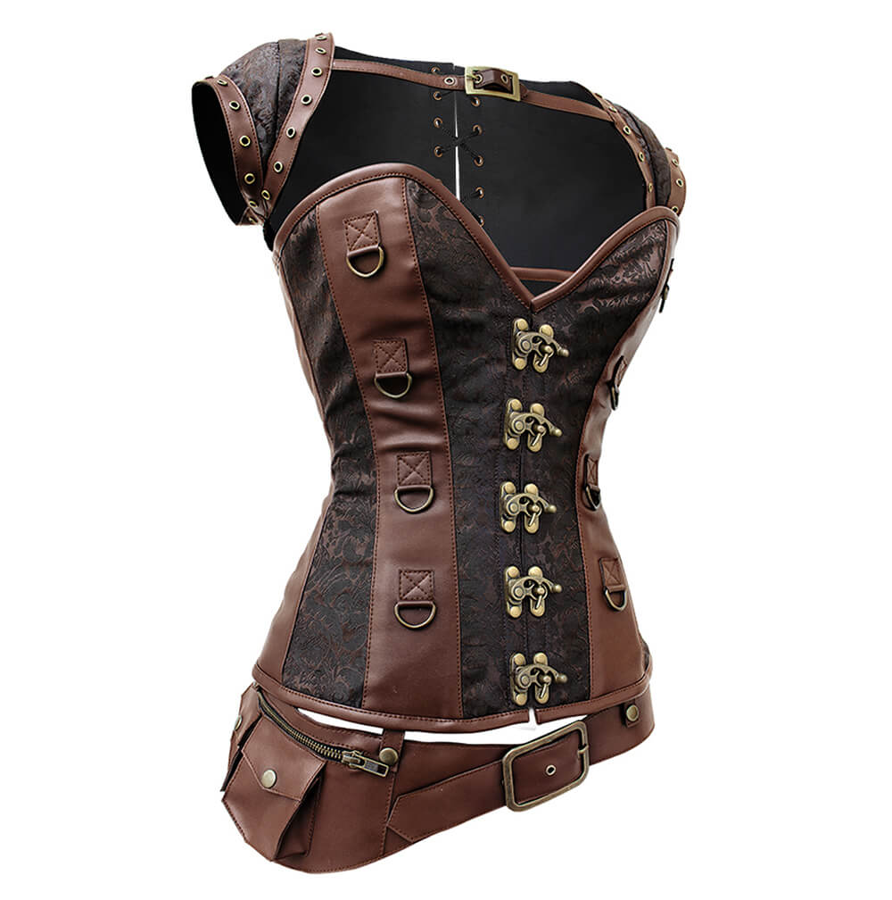 Lazare Steampunk Overbust Corset with Detachable Belt