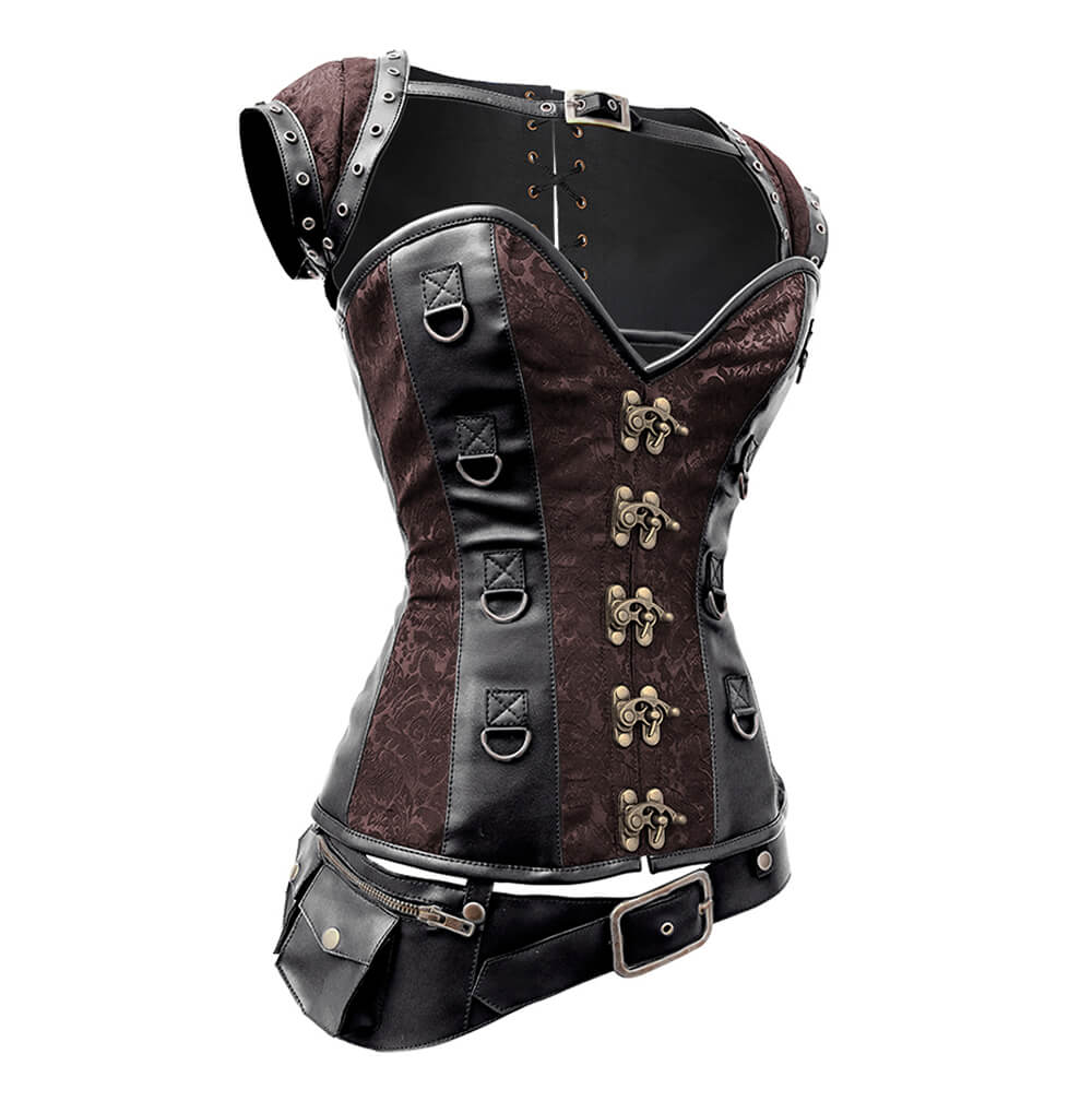 Reyna Steampunk Overbust Corset with Detachable Belt