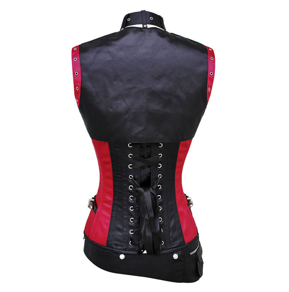 Karleigh Steampunk Satin Corset with Shrug and Pouch Belt