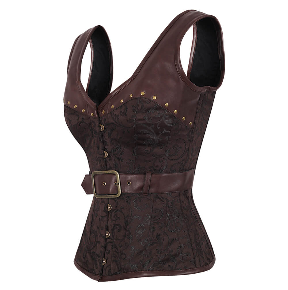 Neelie Steampunk Overbust Steel Boned Corset