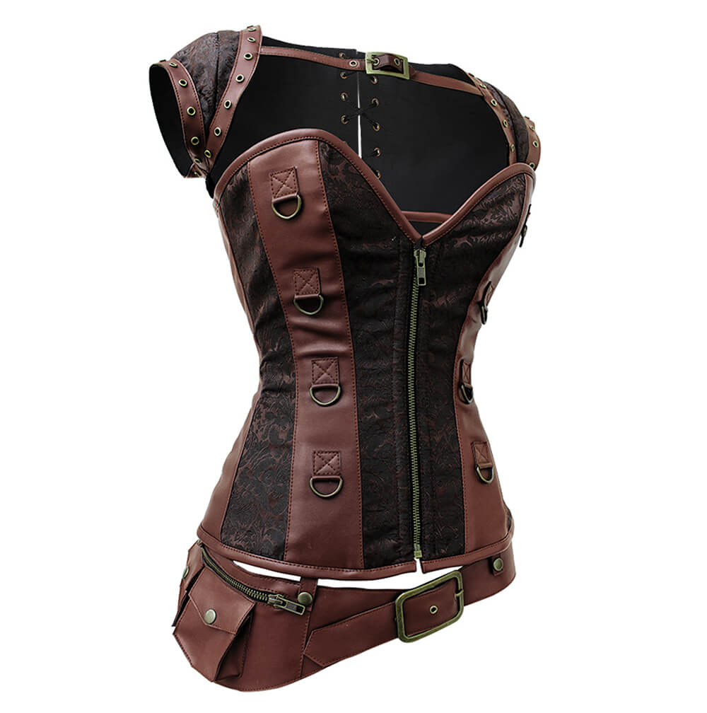 Iris Overbust Steampunk Corset with Detachable Belt