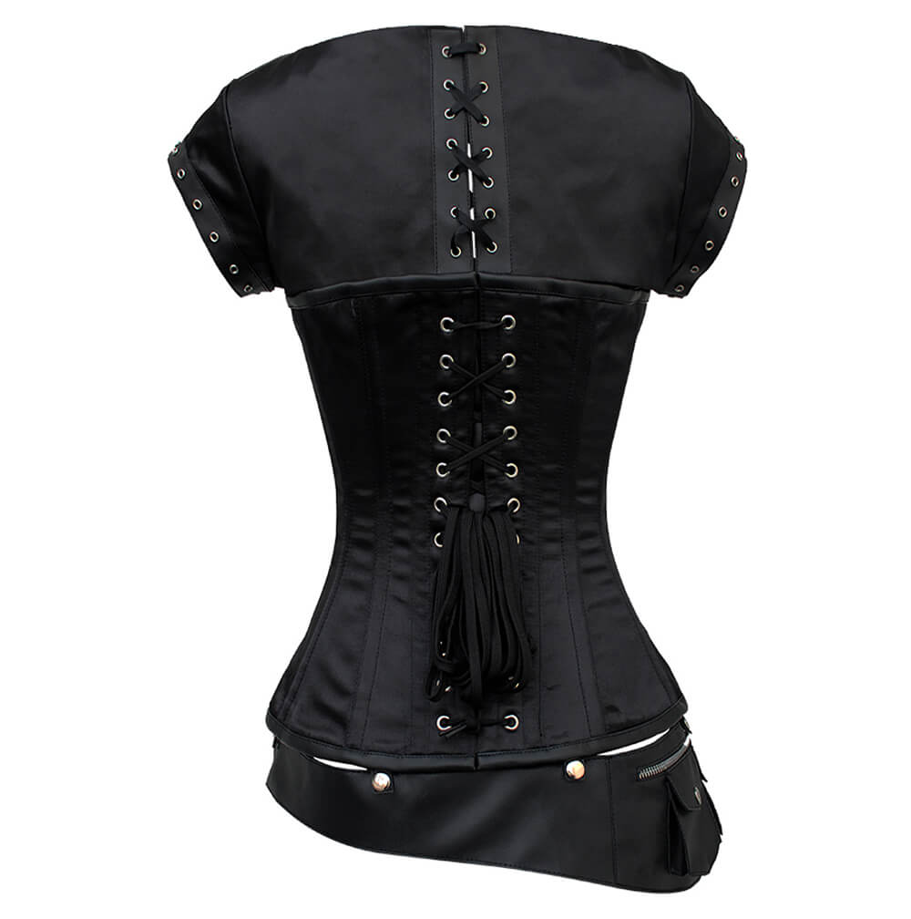 Alejandra Black Steampunk Corset with Detachable Belt