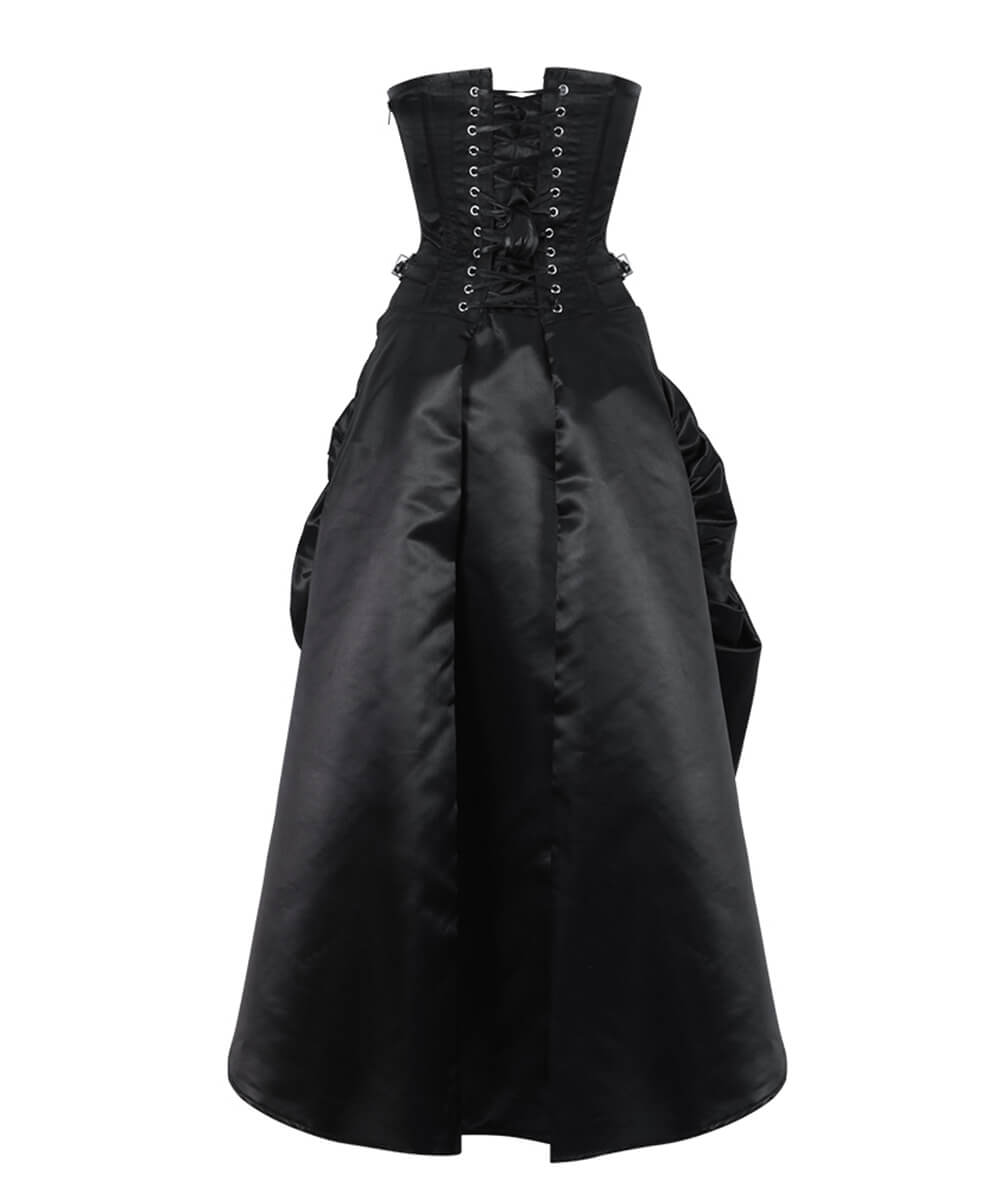 Katinka Steampunk Black Satin Overbust Corset Dress
