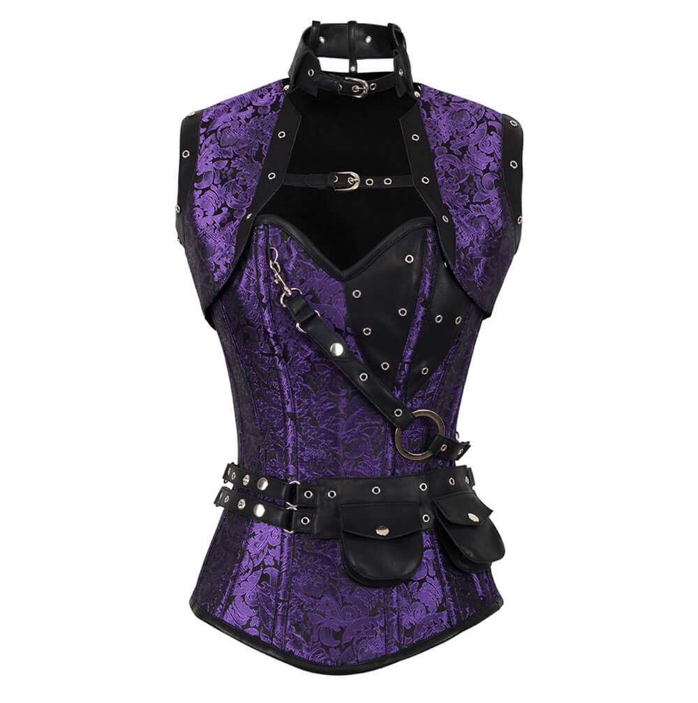 Markos Purple Steampunk Overbust Corset with Shrug