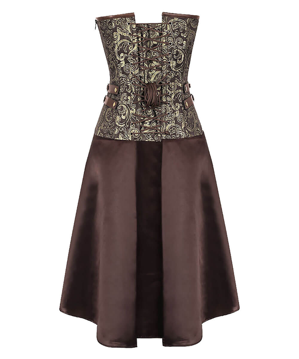 Abhainn Steampunk Gold Brocade Corset Dress