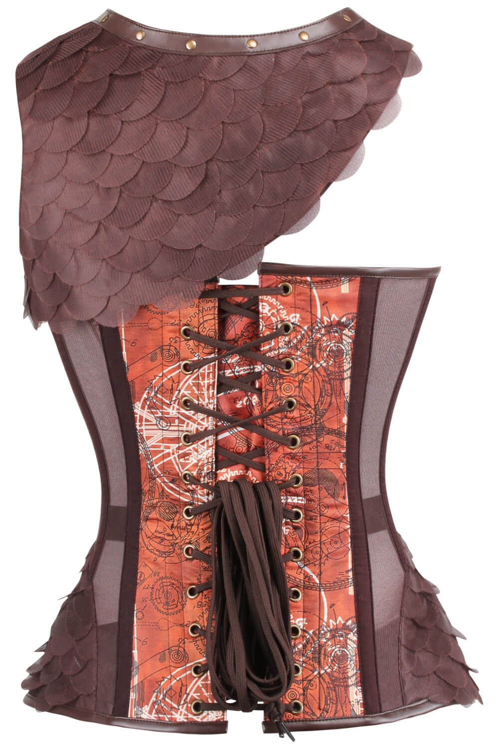 Starlet Steampunk Print Overbust Corset with Shrug