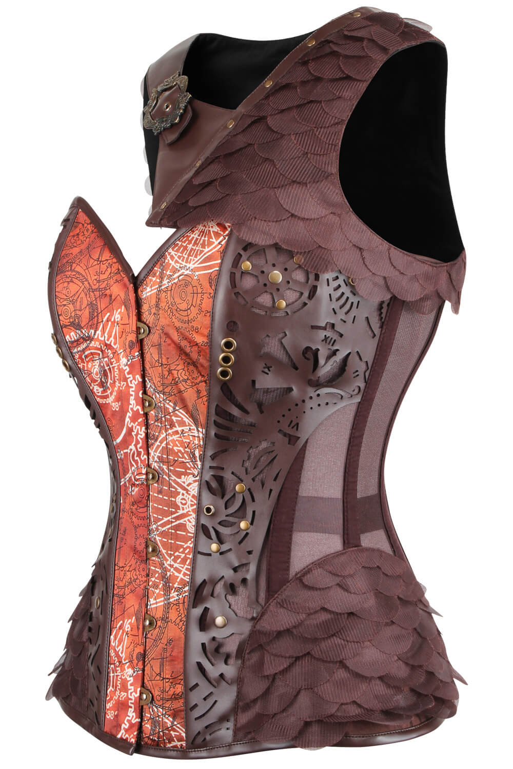 Starlet Steampunk Print Overbust Corset with Shrug