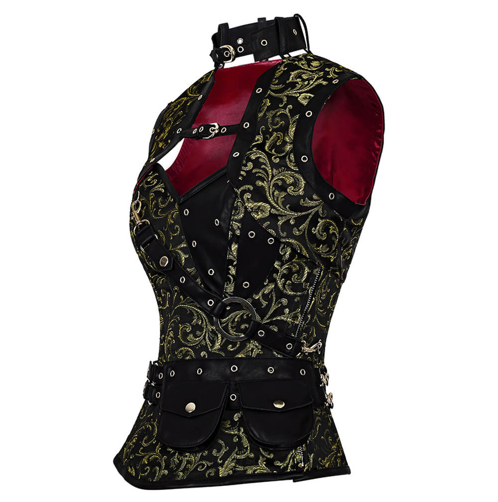 Hallil Steampunk Brocade Corset with Shrug