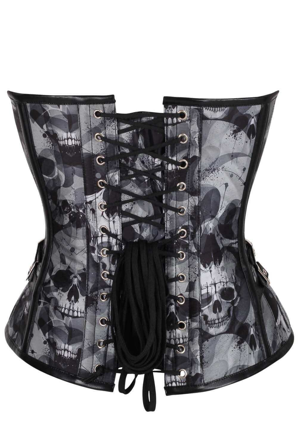 Chalise Abstract Skull Print Overbust Corset