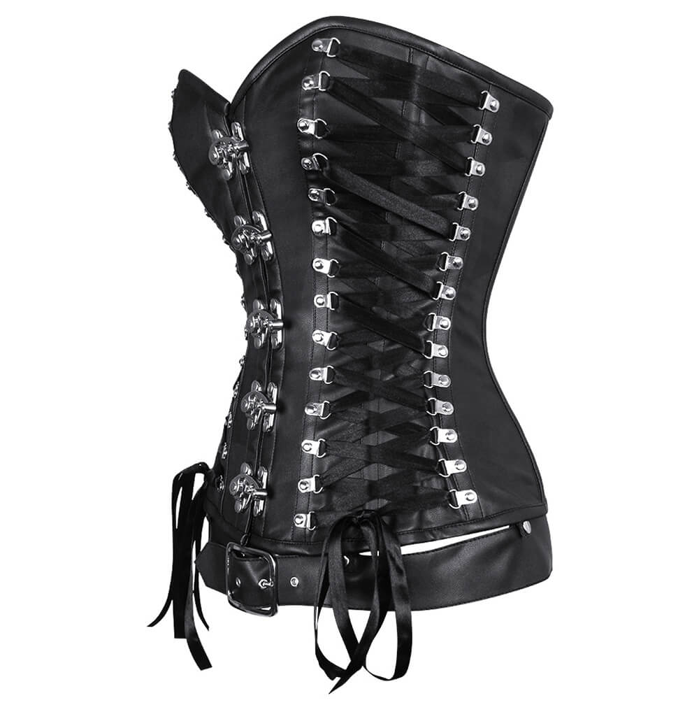 Carisa Criss Cross Black Overbust Corset with Detachable Belt
