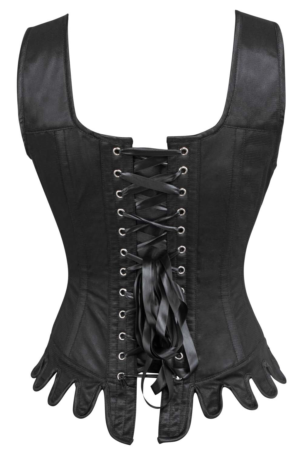 Crosley Black Satin Couture Corset with Shoulder Straps
