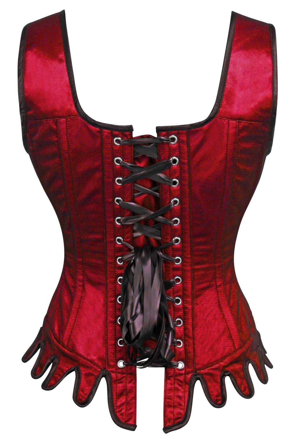 Denna Red Satin Couture Corset with Shoulder Straps