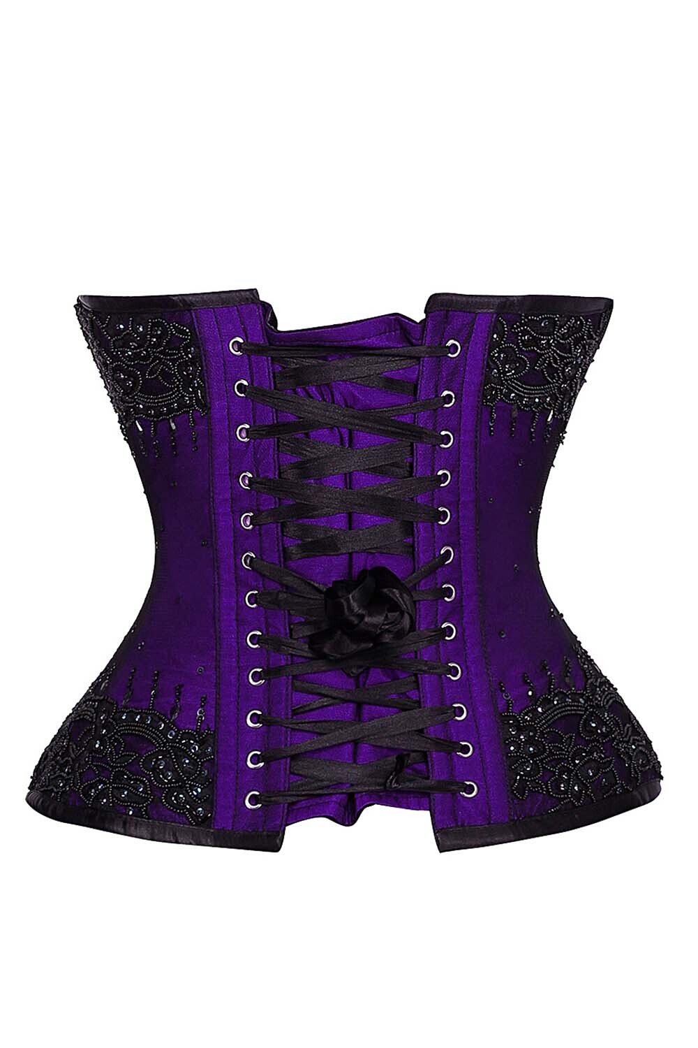 Faryn Purple Satin with Lace Overlay Couture Corset