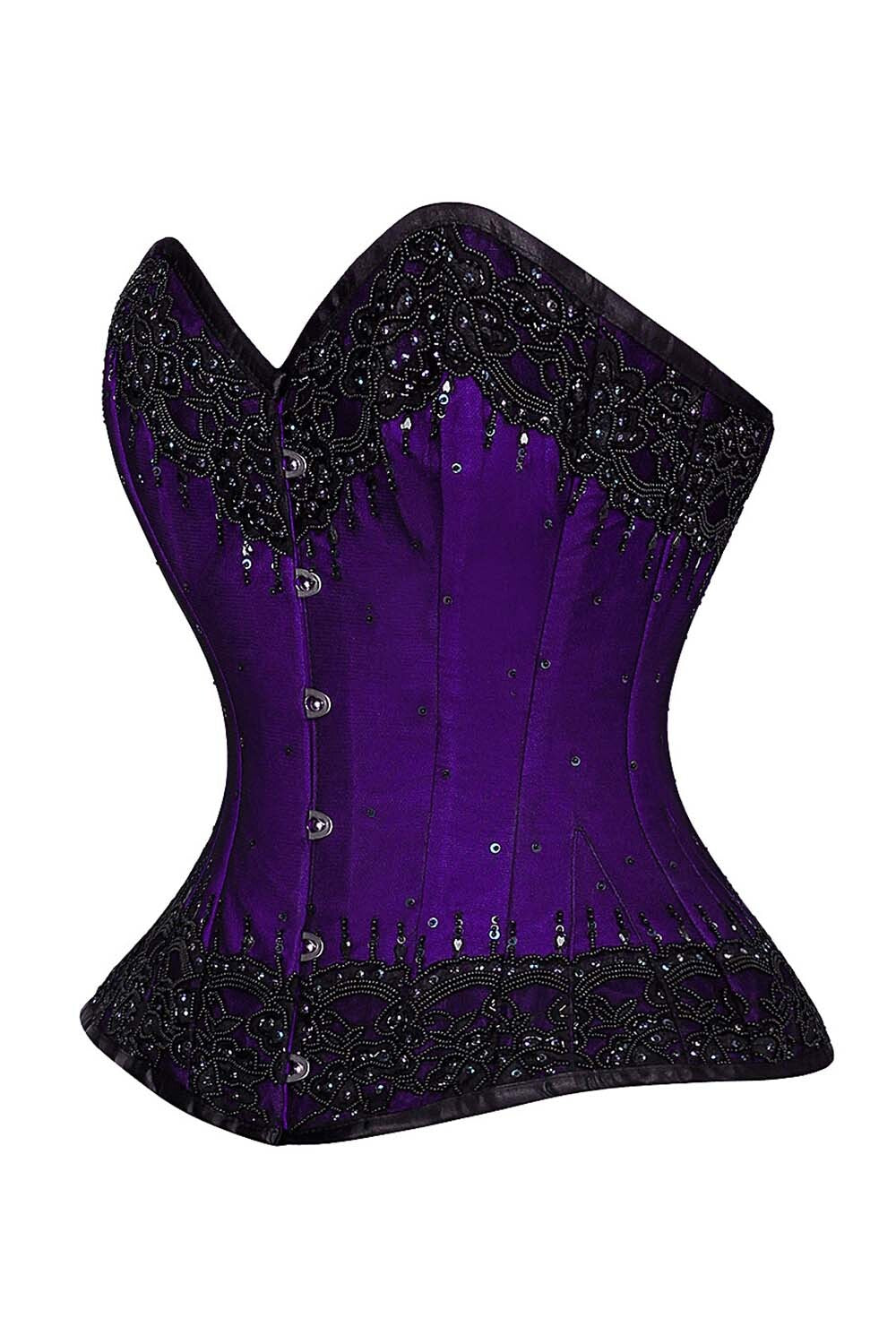 Faryn Purple Satin with Lace Overlay Couture Corset