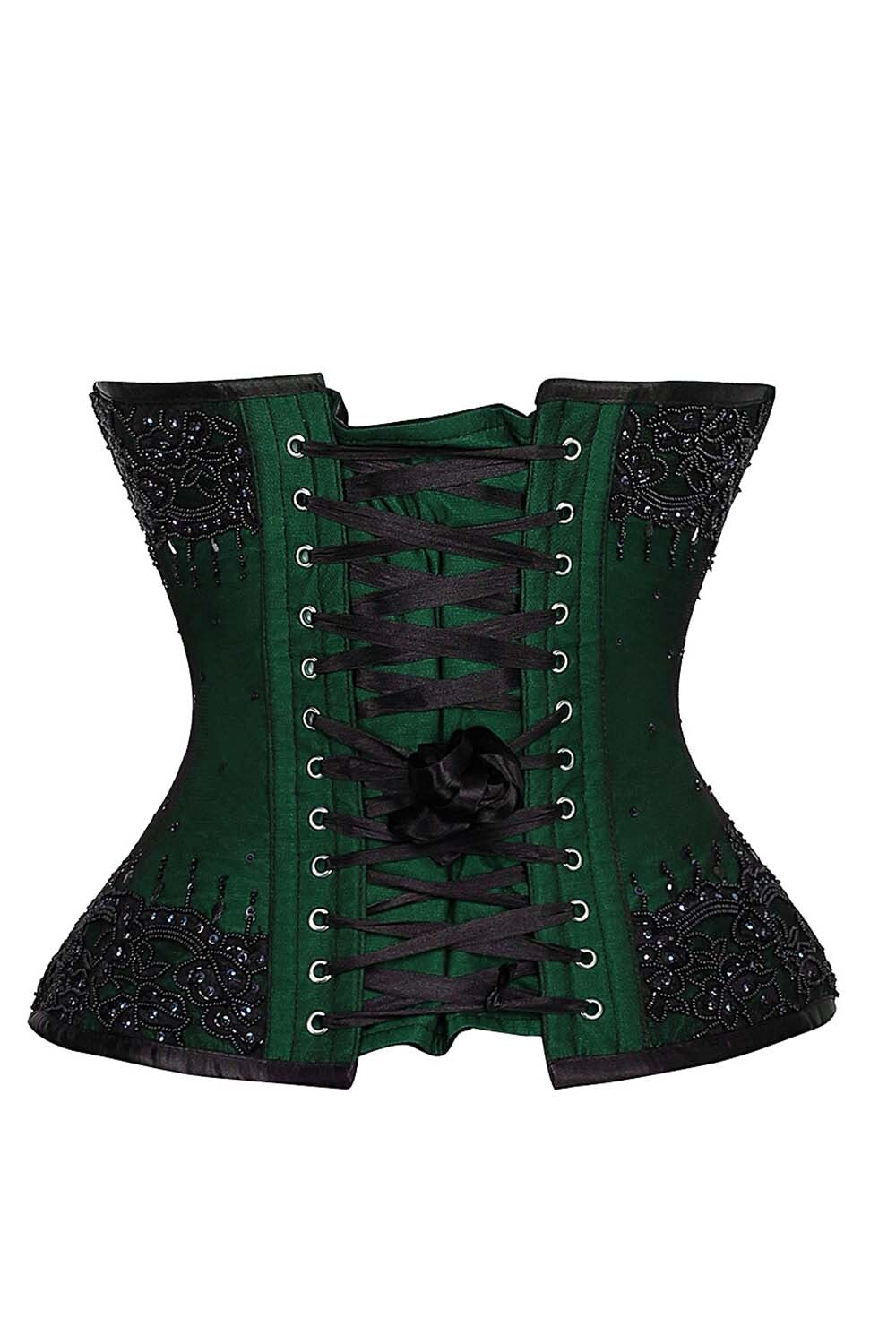 Hazelle Green Satin with Lace Overlay Couture Corset