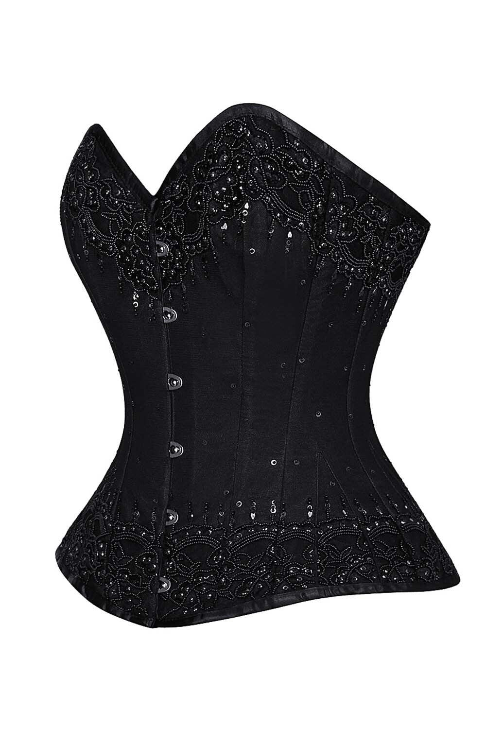 Jacee Black Satin with Lace Overlay Couture Corset