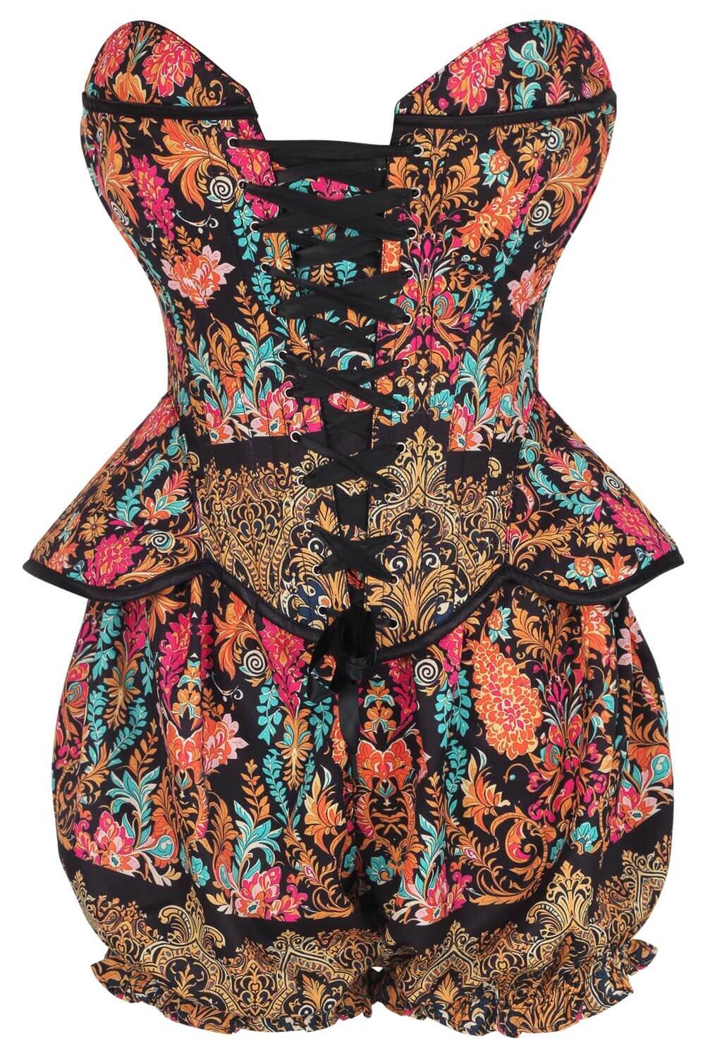 Jazette Bohemian Baroque Floral Corset & Bloomer Set