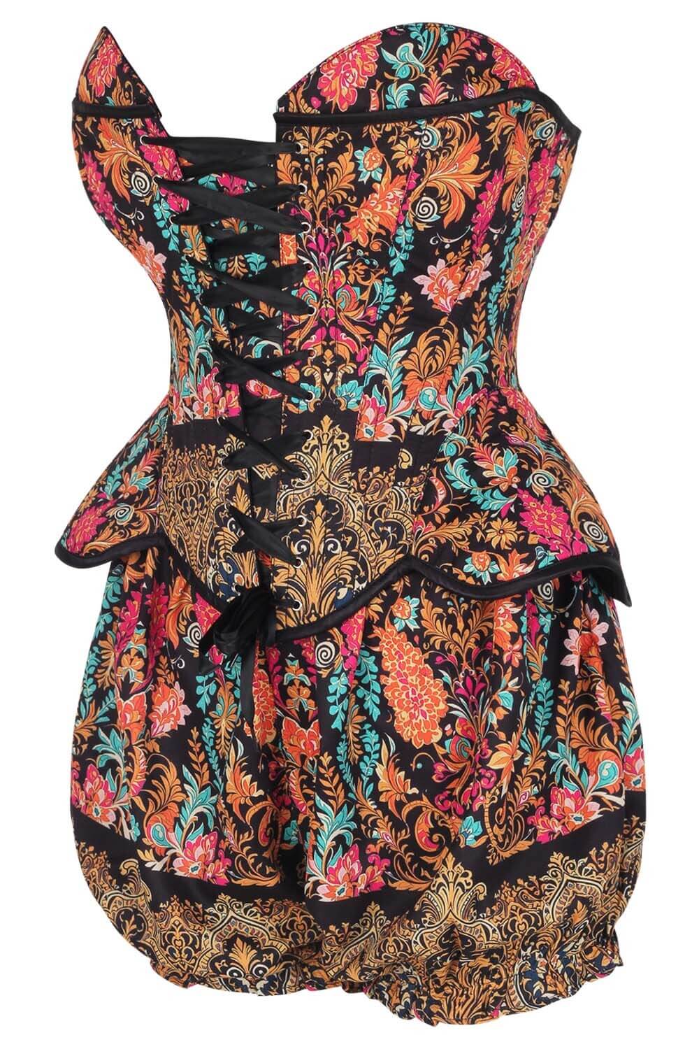 Jazette Bohemian Baroque Floral Corset & Bloomer Set