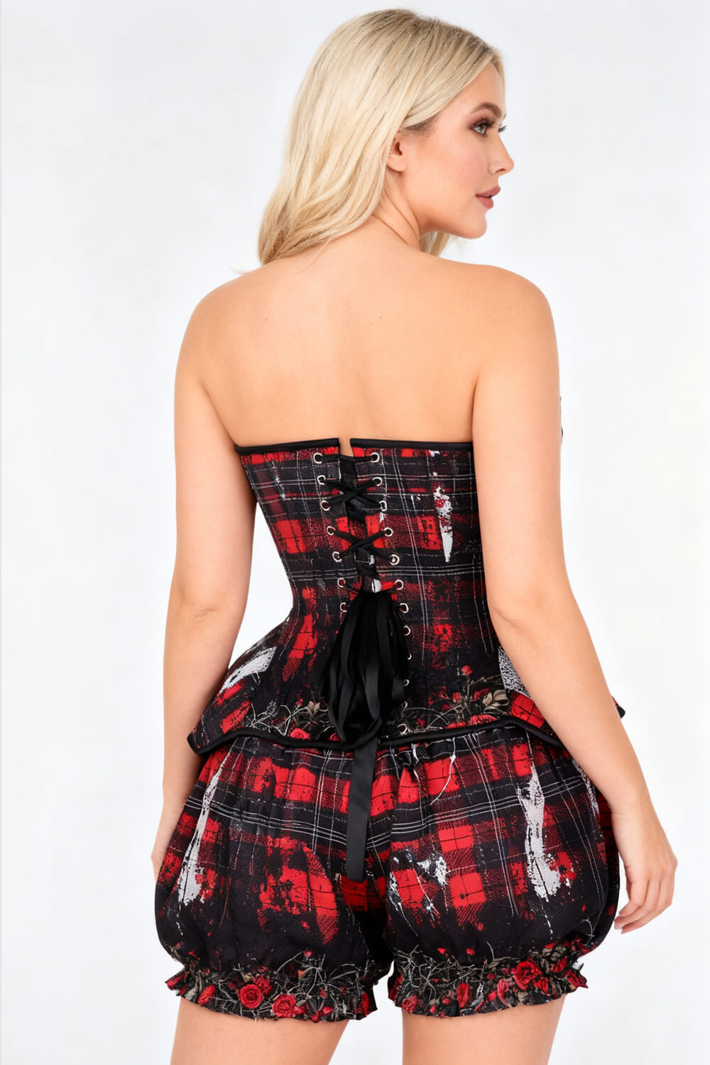 Whittnie Grunge Tartan Corset & Bloomer Set