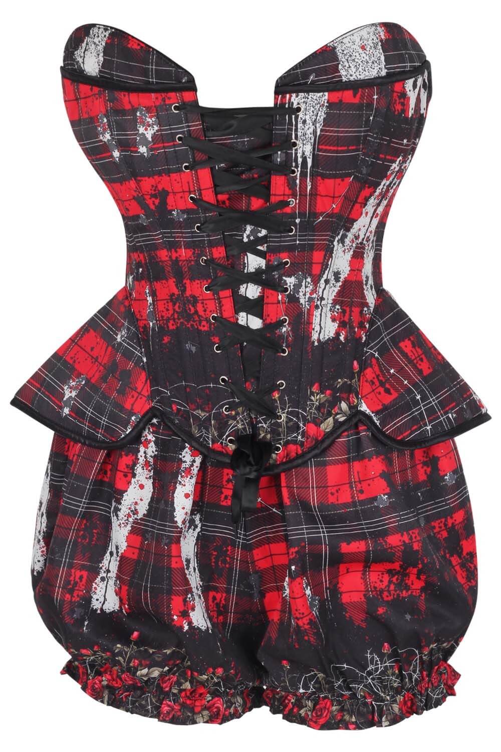 Whittnie Grunge Tartan Corset & Bloomer Set
