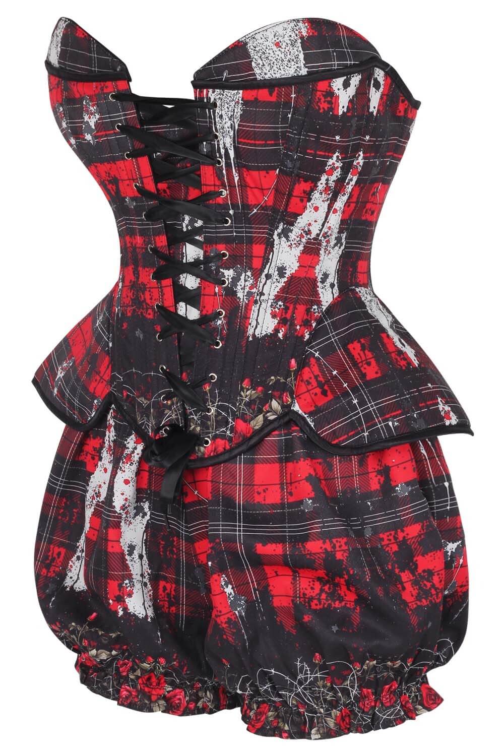 Whittnie Grunge Tartan Corset & Bloomer Set