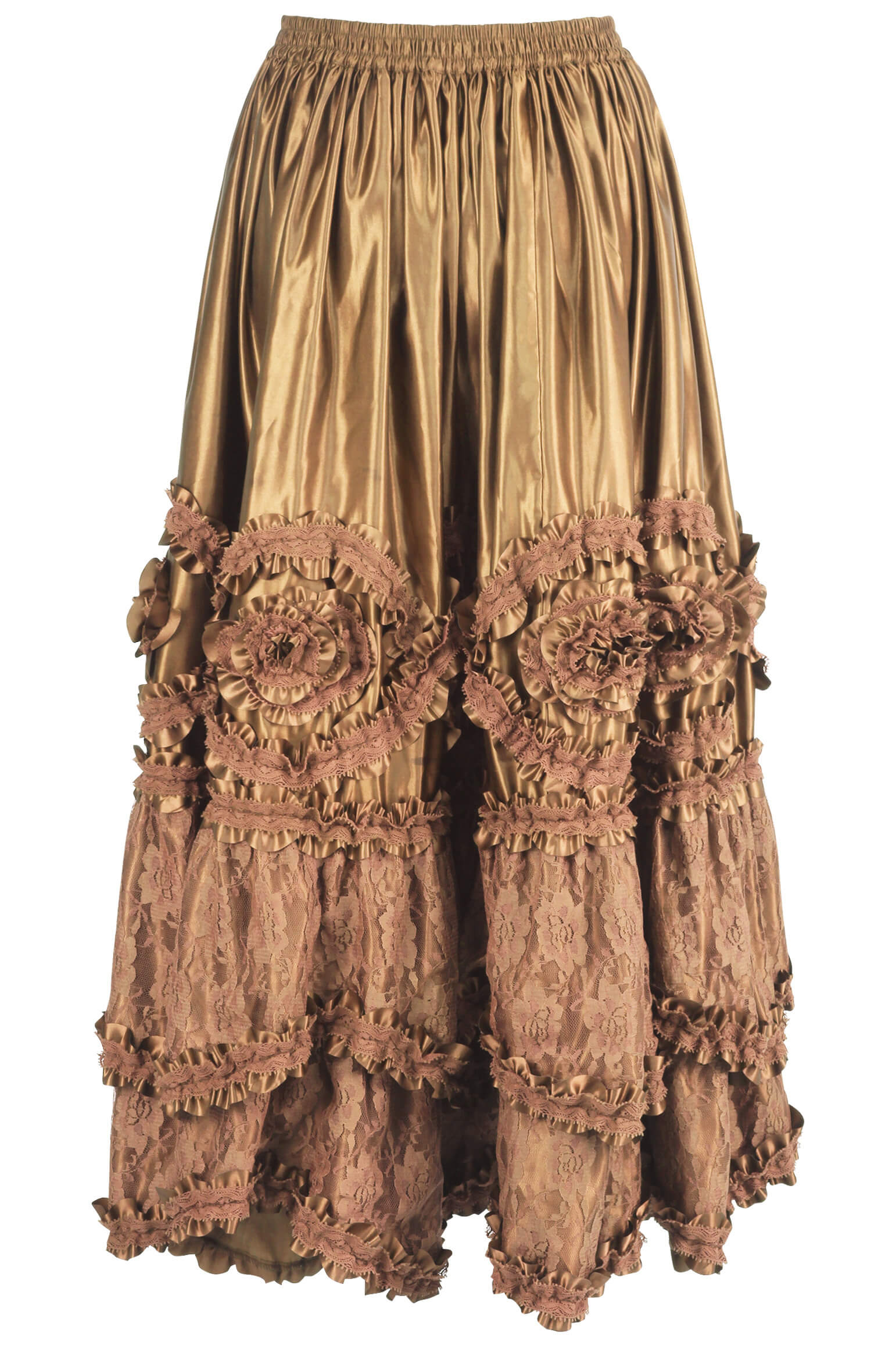 Aneira Rococo Cupcake Gold Taffeta Long Skirt