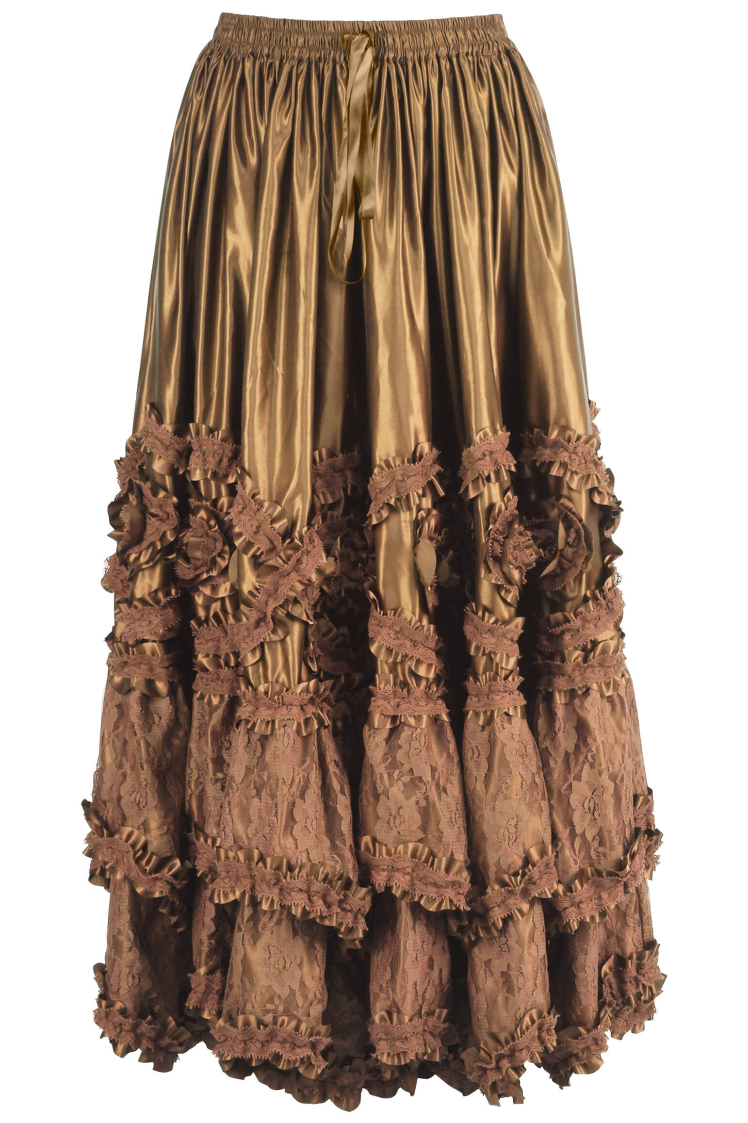 Aneira Rococo Cupcake Gold Taffeta Long Skirt