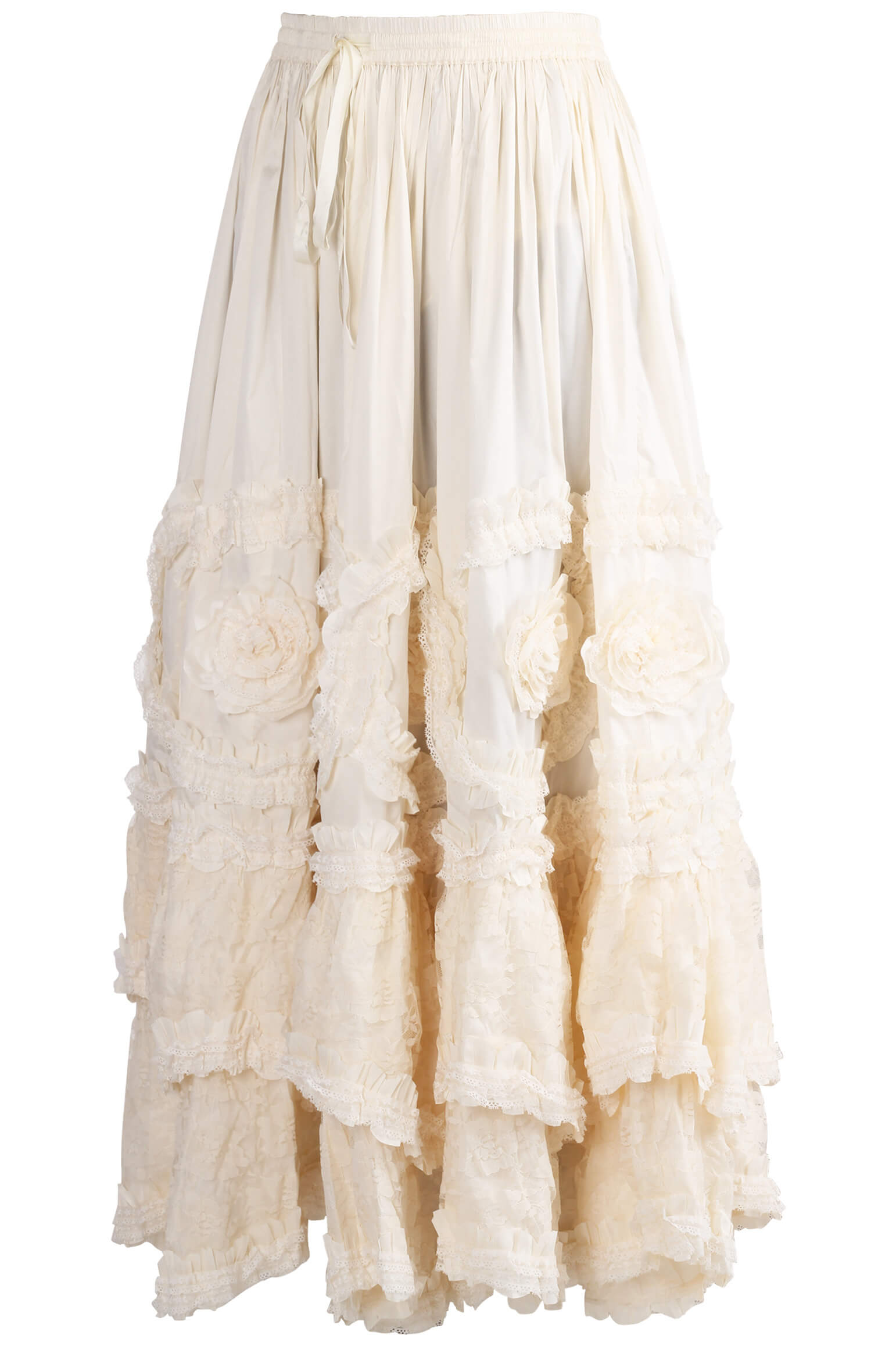 Claribel Rococo Cupcake Ivory Taffeta Long Skirt
