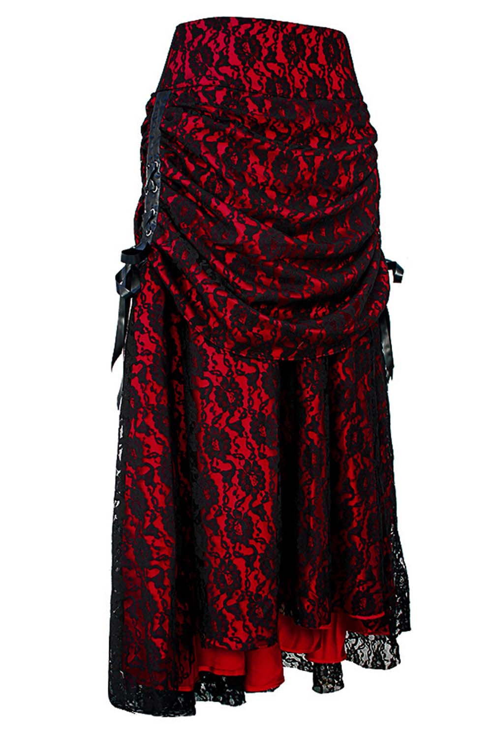 Brandyn Satin with Lace Overlay Gothic Bustle Skirt