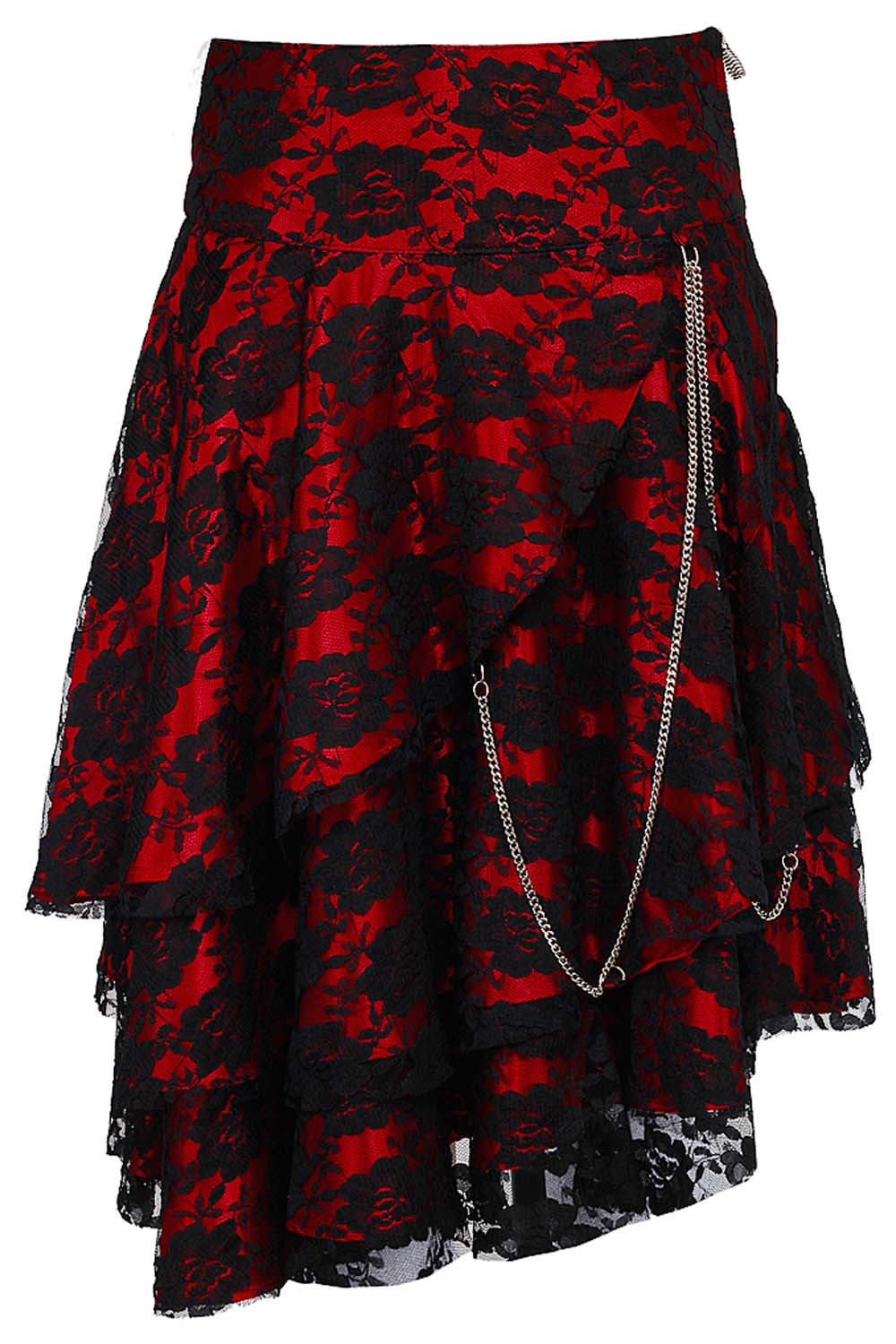 Sheena Satin with Lace Overlay Gothic Layered Skirt