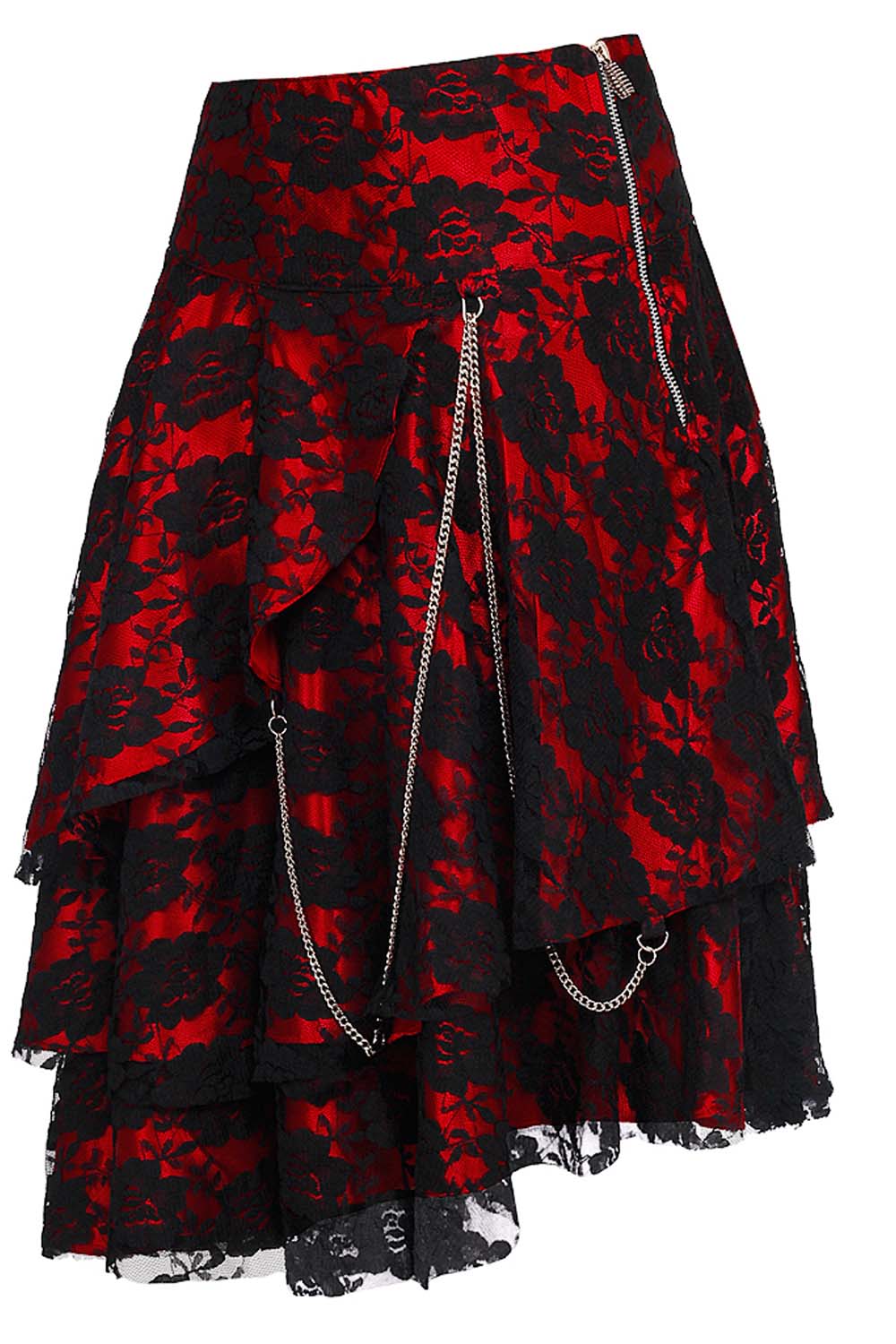 Sheena Satin with Lace Overlay Gothic Layered Skirt