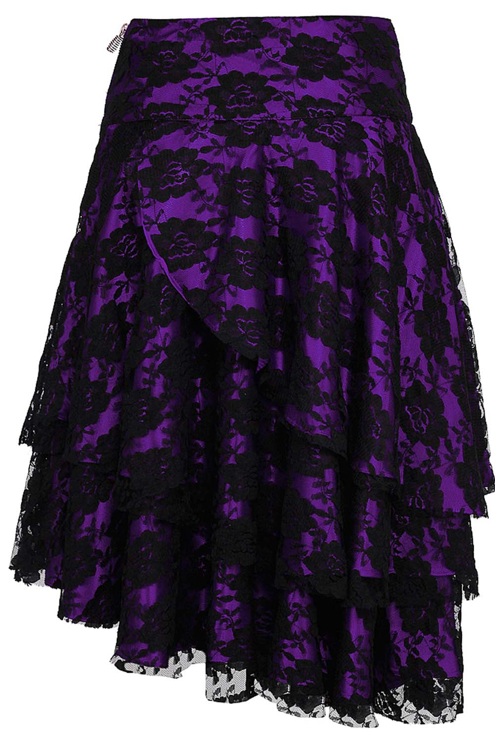 Sheena Satin with Lace Overlay Gothic Layered Skirt