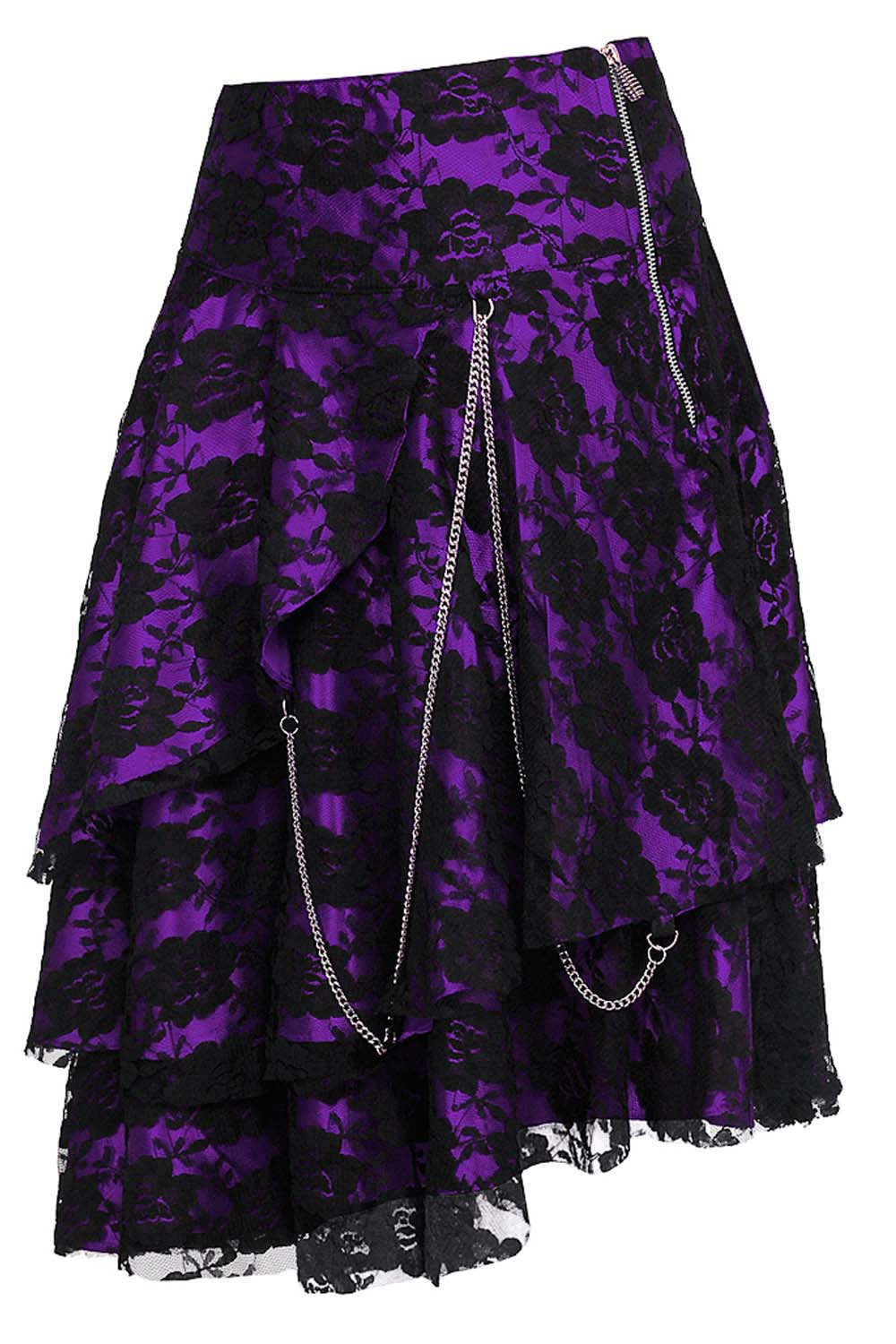 Sheena Satin with Lace Overlay Gothic Layered Skirt