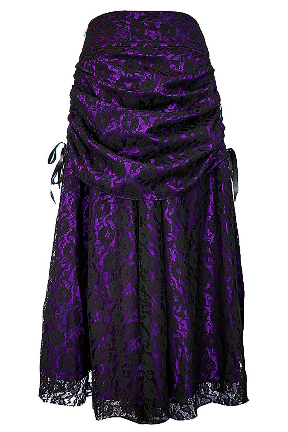 Brandyn Satin with Lace Overlay Gothic Bustle Skirt