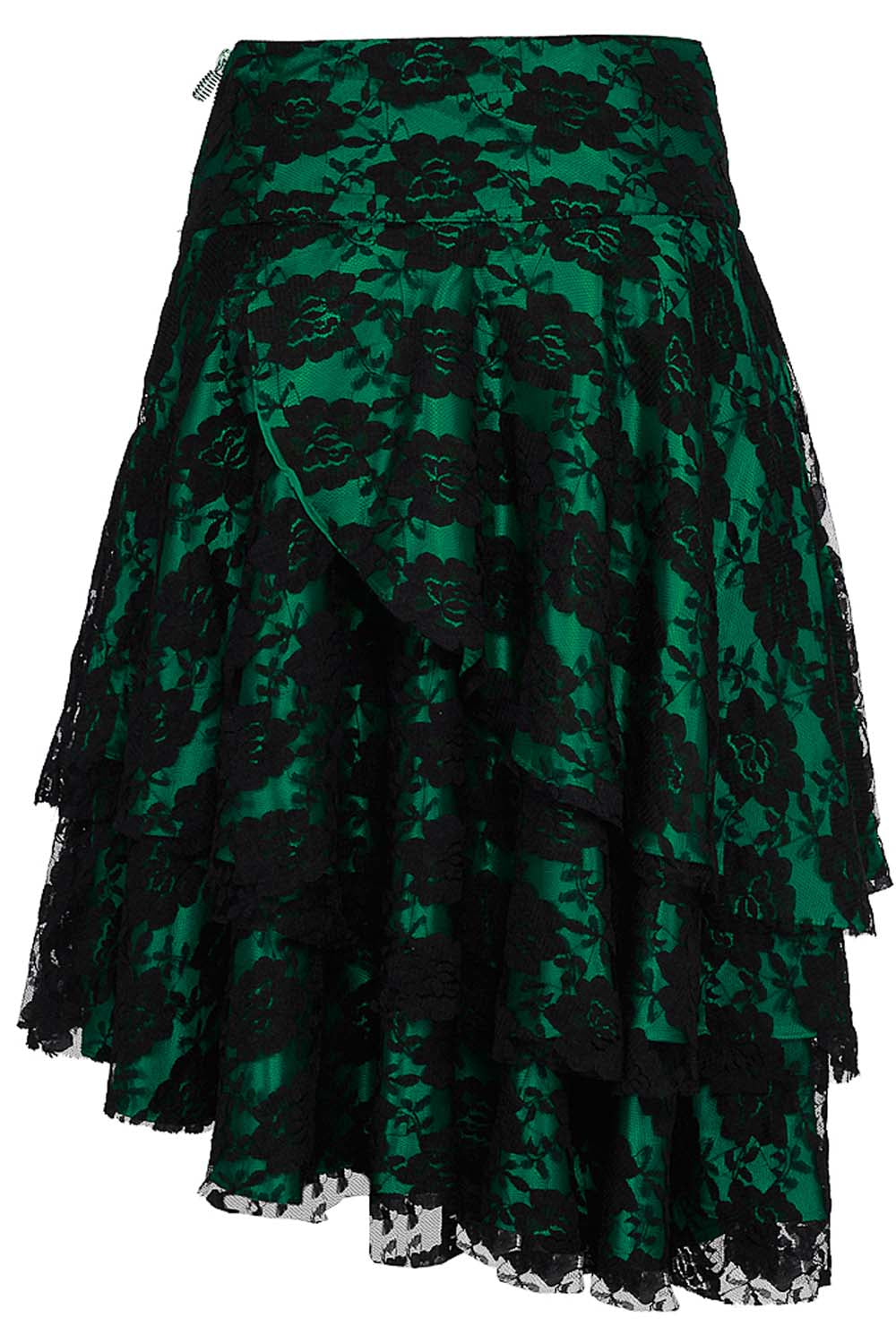 Sheena Satin with Lace Overlay Gothic Layered Skirt