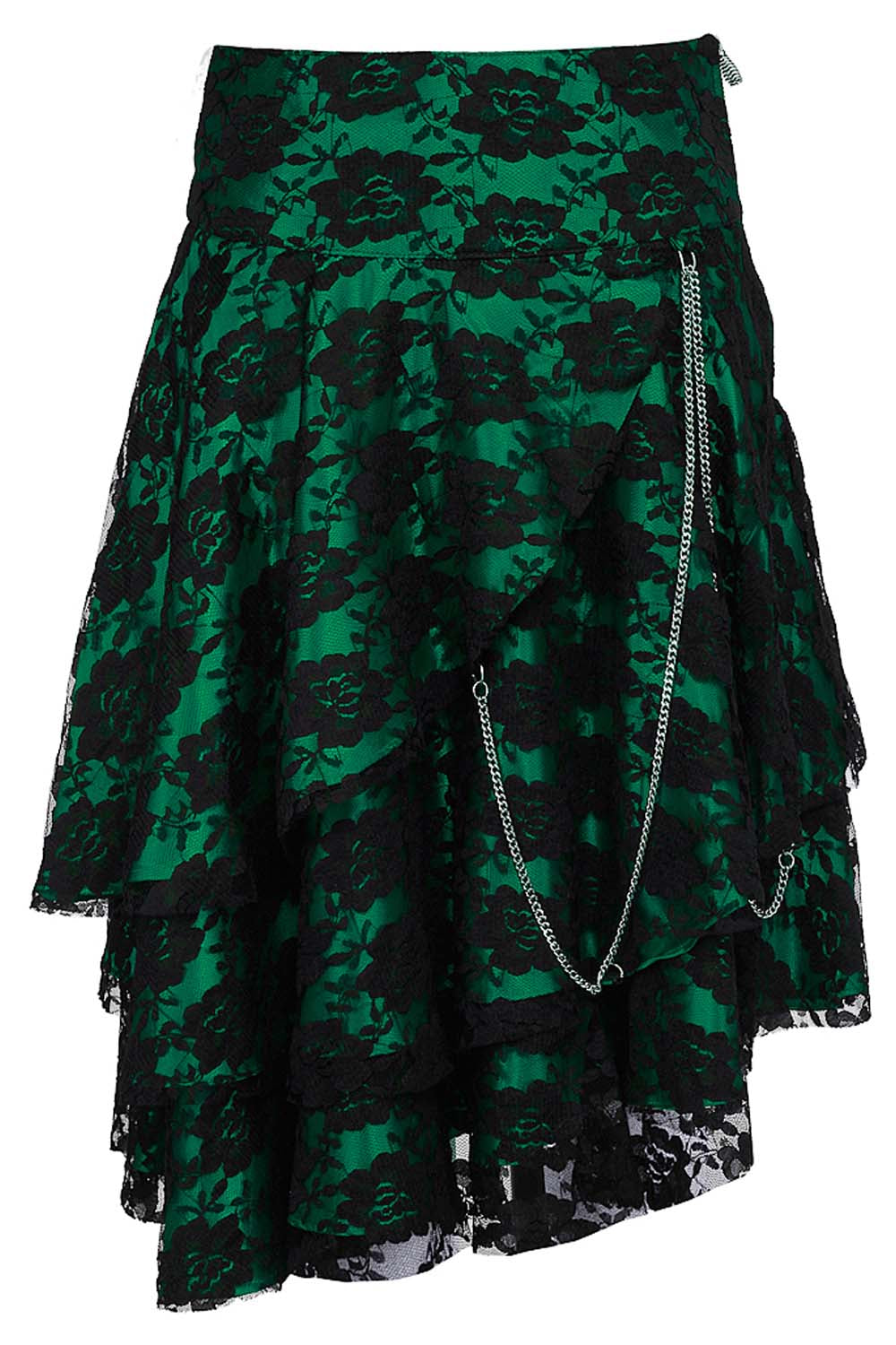 Sheena Satin with Lace Overlay Gothic Layered Skirt