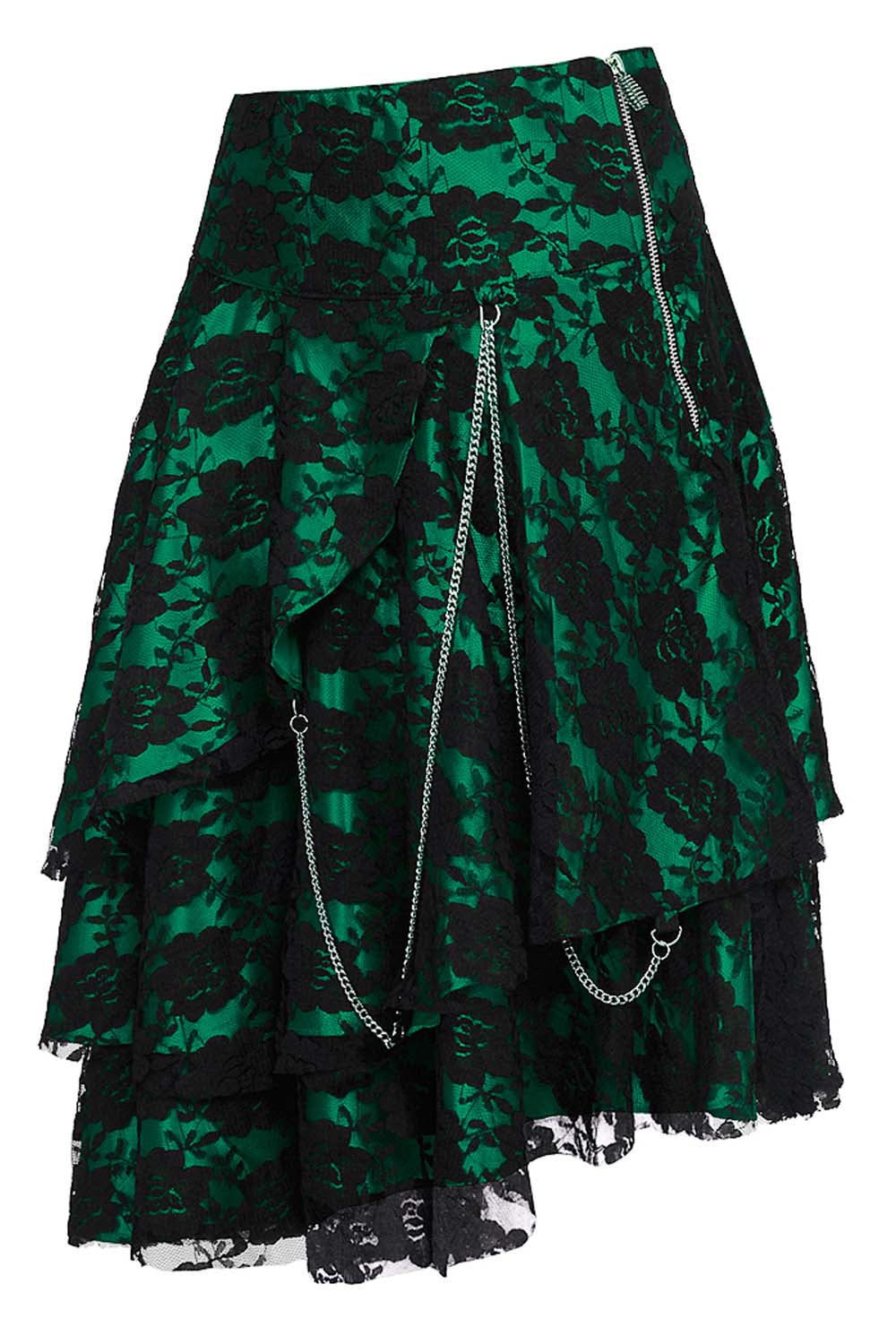Sheena Satin with Lace Overlay Gothic Layered Skirt