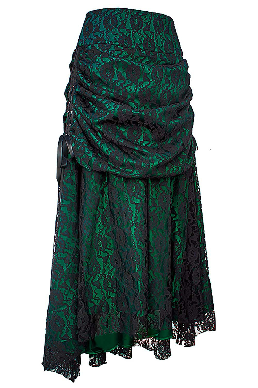 Brandyn Satin with Lace Overlay Gothic Bustle Skirt