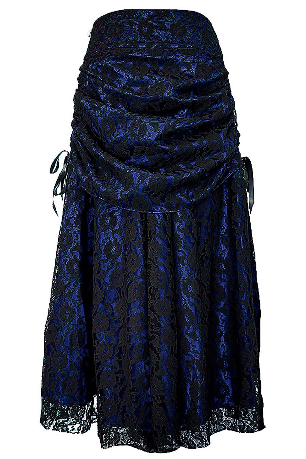 Brandyn Satin with Lace Overlay Gothic Bustle Skirt