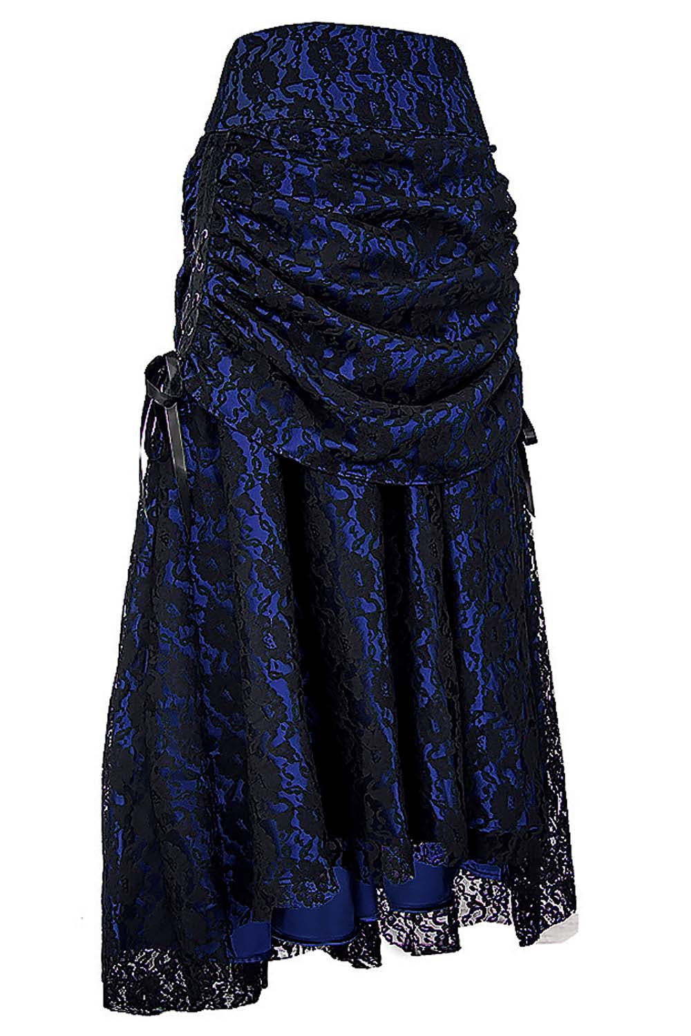 Brandyn Satin with Lace Overlay Gothic Bustle Skirt