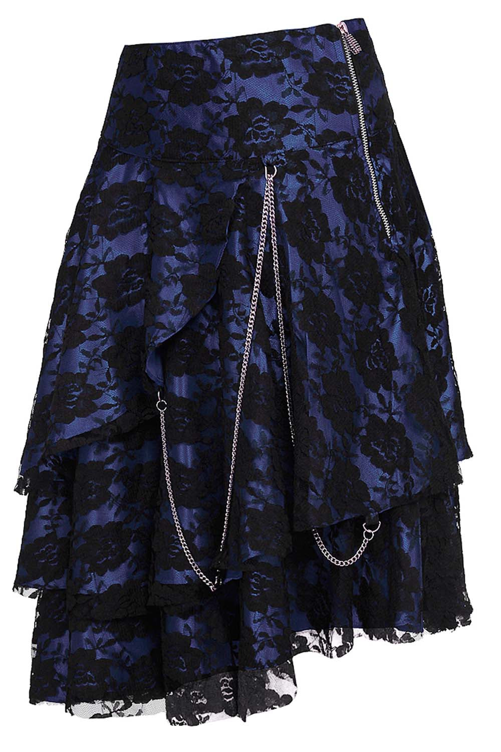 Sheena Satin with Lace Overlay Gothic Layered Skirt