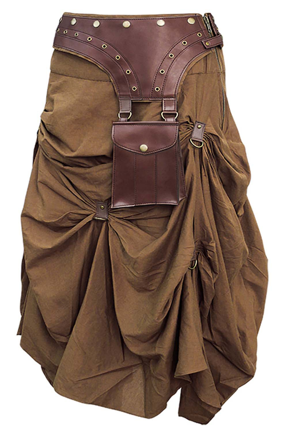 Isha Cotton Vintage Steampunk Ruched Skirt