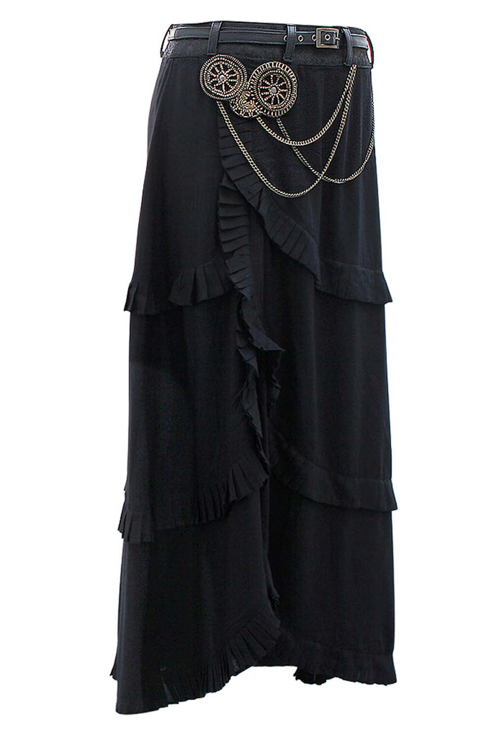 Denny Black Steampunk Embroidered Skirt