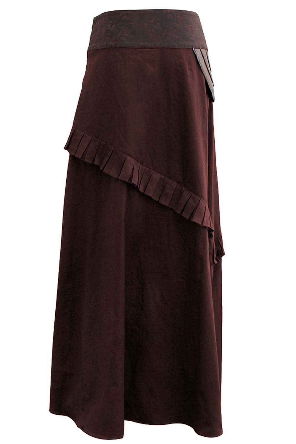 Maritza Brown Cotton Steampunk Skirt